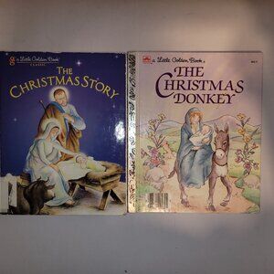 Vintage Little Golden Books The Christmas Story and The Christmas Donkey